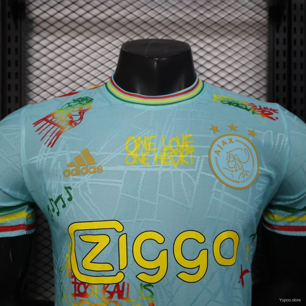 Player Version 25/26 Ajax Navy Sky blue with Bob Marley Tribute Jersey